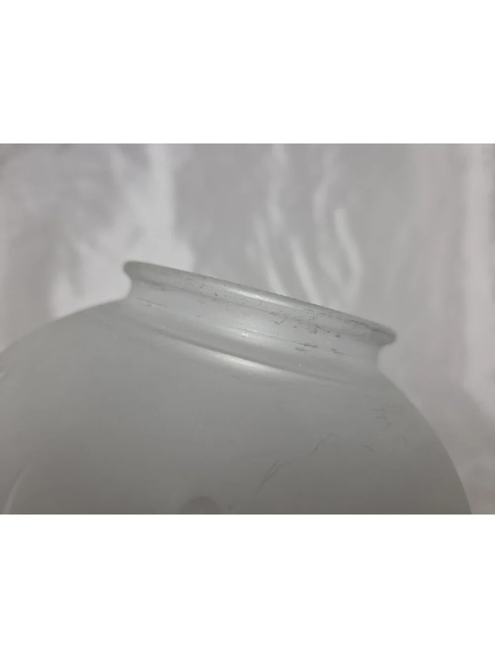 Vintage Frosted Glass Lamp Globe Vine And Berries Clear Top 3 1/4